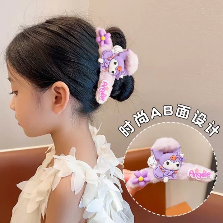 Cartoon Sanrio plush large grab clip, cute children's hair clip, back of the head updo shark clip, popular hair accessory for women Specification drawing