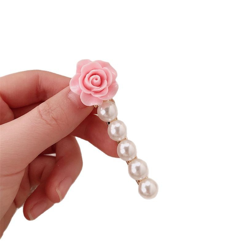 Pink rose hair clips, flower and girlish side clips, high appearance level, broken hair clips, sweet and versatile clips, hair clips Item Picture
