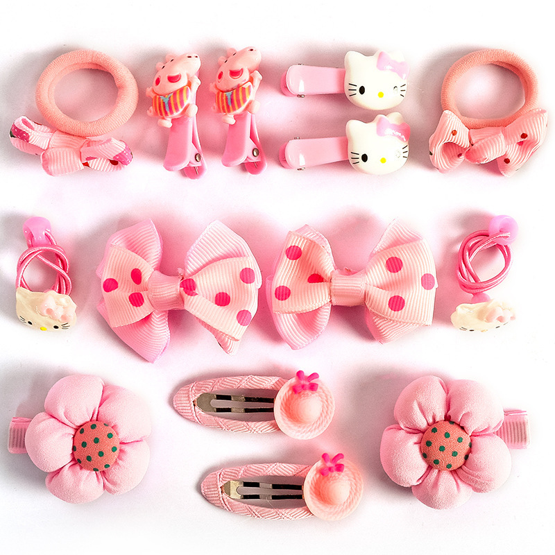 Children's cartoon hairpin set, princess hairpin cross-border trade direct supply, girls' crown bow hairpin rubber band Application Scenario