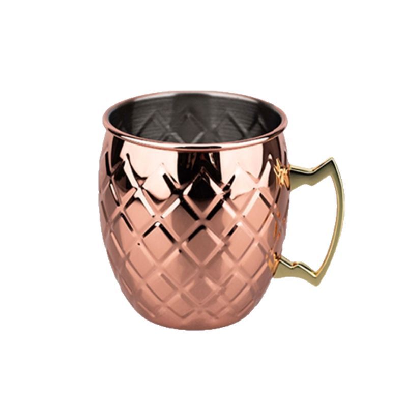 Creative pineapple pattern 500ml cocktail cup set, hammered copper cup, stainless steel Moscow mule cup, beer mug Item Picture