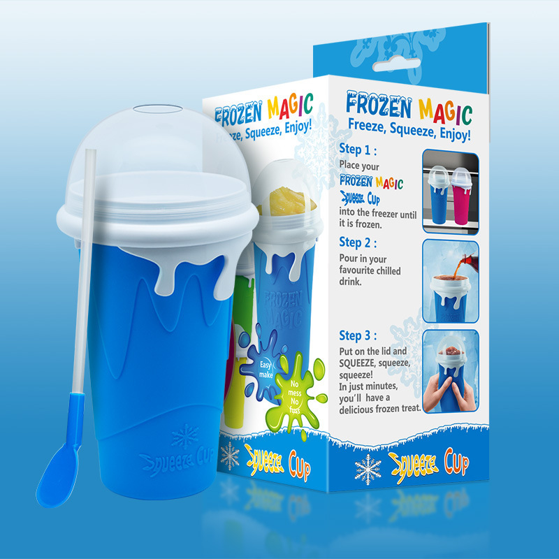 Amazon Home Smoothie Cup, Summer Shaker Smoothie Cup, Pinching Cup, One Pinch to become an ice cup, a popular refrigerated cup full figure