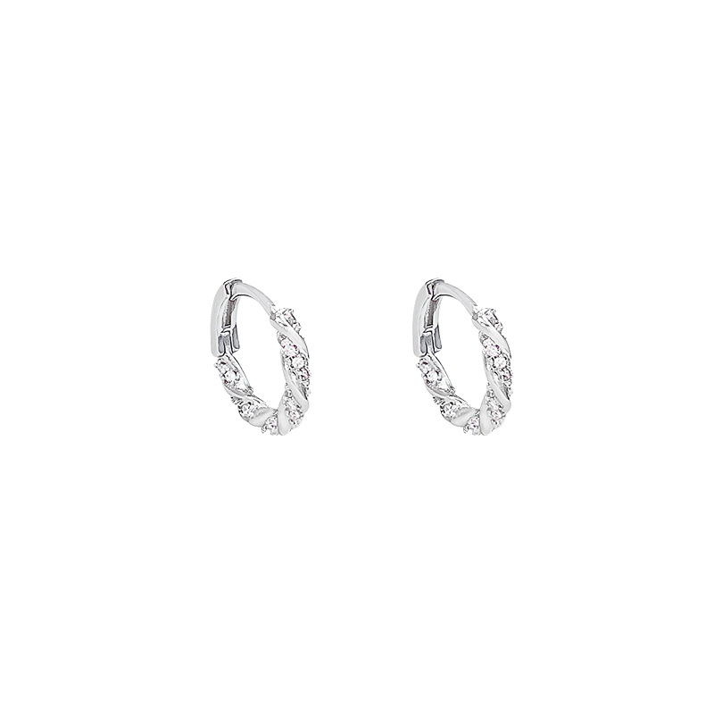 Full-diamond, super sparkling Mobius ear buckles for women, Korean-style cool and refreshing wavy twist circle earrings, a trendy and stylish accessory Item Picture