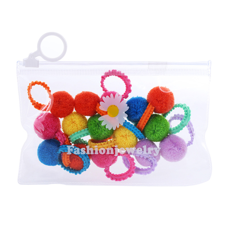 The new autumn and winter children's plush cartoon hair band, high-elasticity lace hair tie and cute rubber band won't damage girls' hair Item Picture