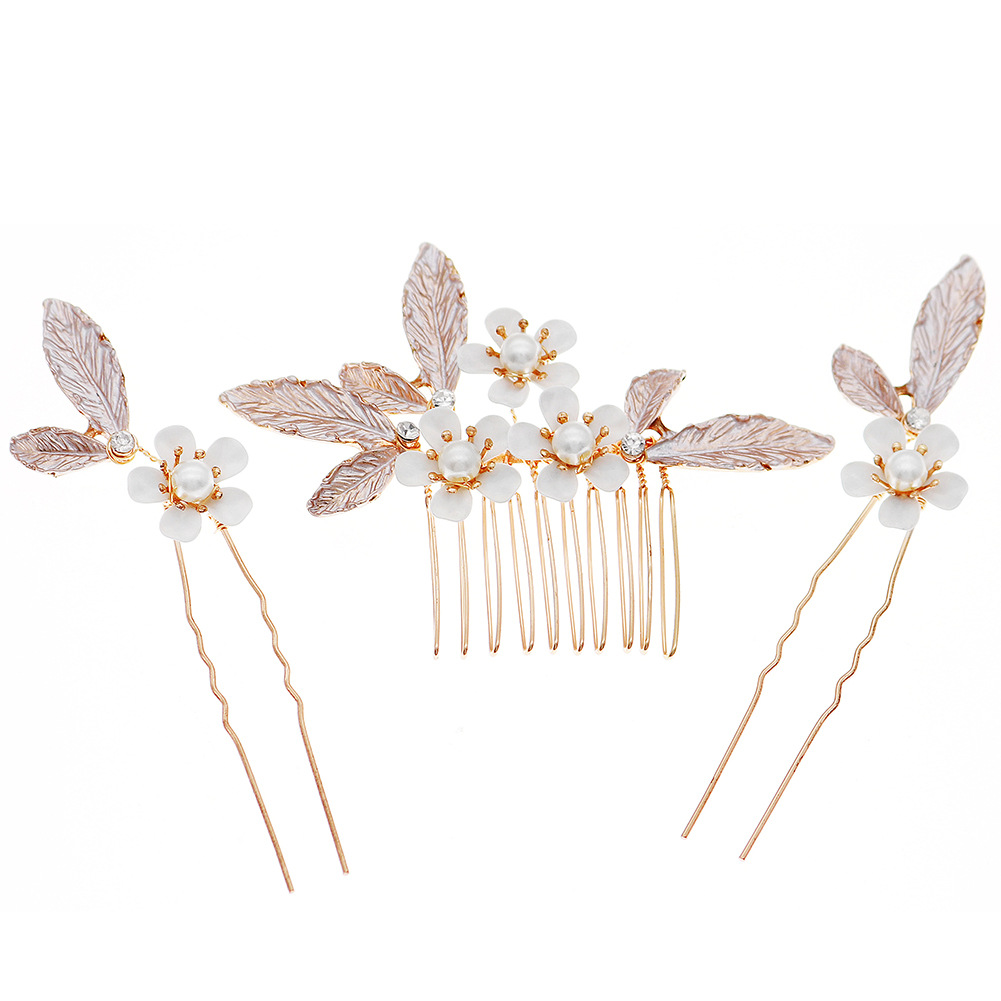 Retro light luxury accessories, handcrafted pearl flower hair combs and hairpins, wedding dress and evening gown headwear, Xiuhe bridal hair accessories Item Picture
