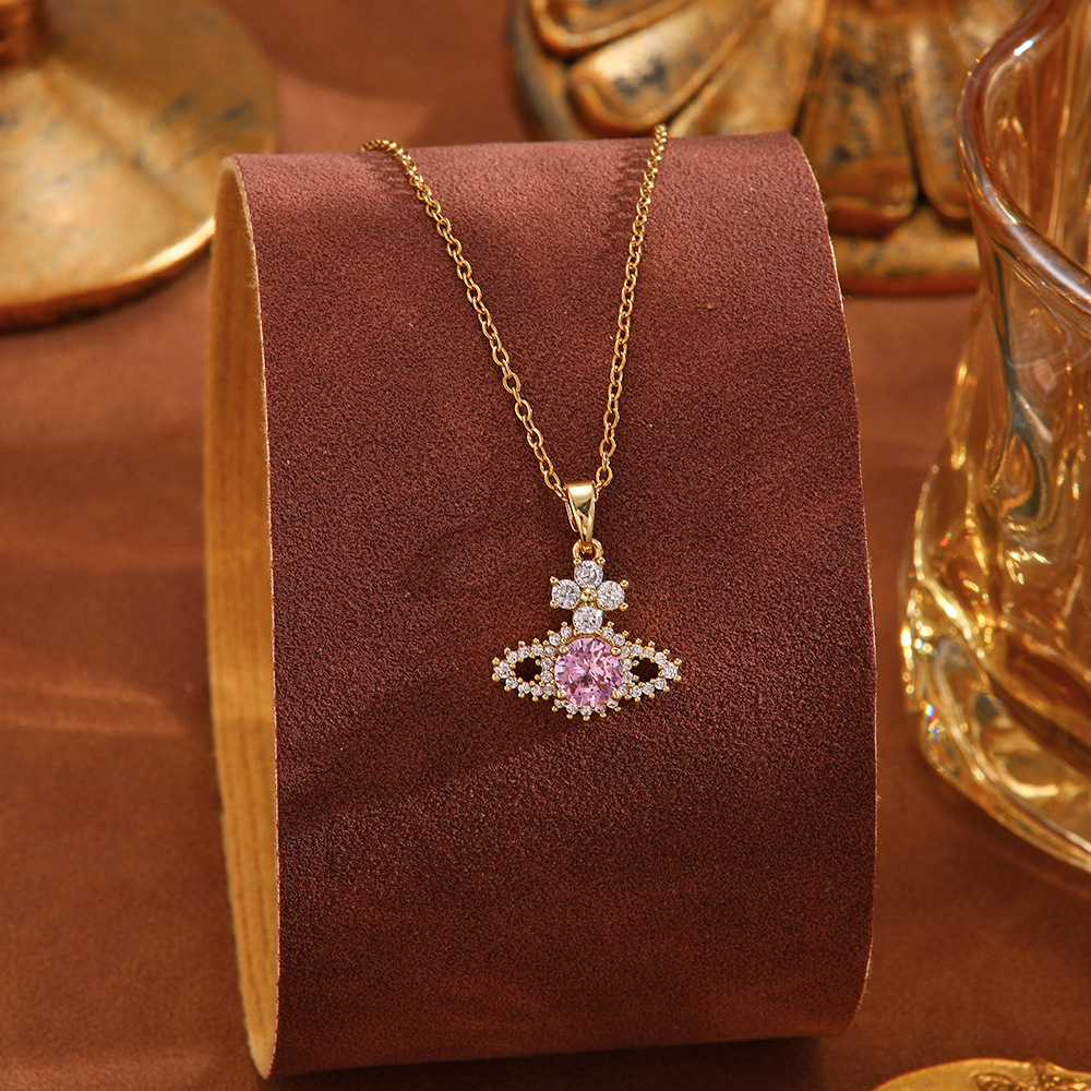 Vivian's 3D Saturn necklace from the Empress of the West, with a high-end waterdrop color diamond and titanium steel that won't fade, is a trendy women's accessory Application Scenario
