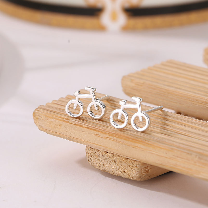 New creative earrings, mini bicycle stud earrings, personalized and versatile bicycle earrings, simple Japanese and Korean accessories for women details Picture