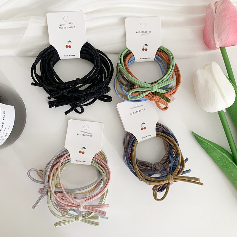 The new Korean-style simple hair tie, basic hair tie, bow hair band, candy-colored leather band, versatile and fashionable for women full figure