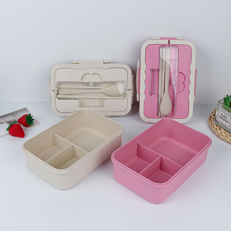 Wheat straw lunch boxes, portable lunch boxes, fresh-keeping boxes, multi-compartment insulated lunch boxes, student lunch boxes, cross-border manufacturer wholesale Application Scenario