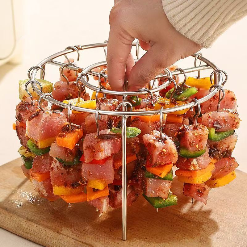 Stainless steel air fryer grill rack, food-grade hanging grill rack for household ovens, vertical barbecue rack, skewer rack, and skewer sticks full figure