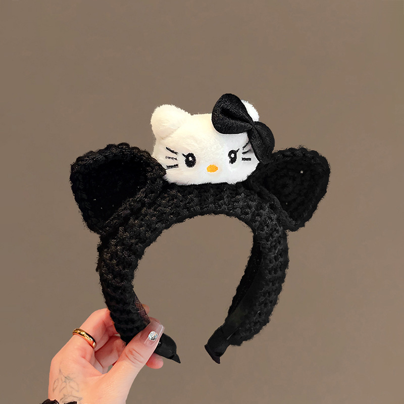 Original design: Cute little bear ear hairband for girls, sweet hairpin for washing face, handmade hair accessory with wool, no headband for girls Specification drawing
