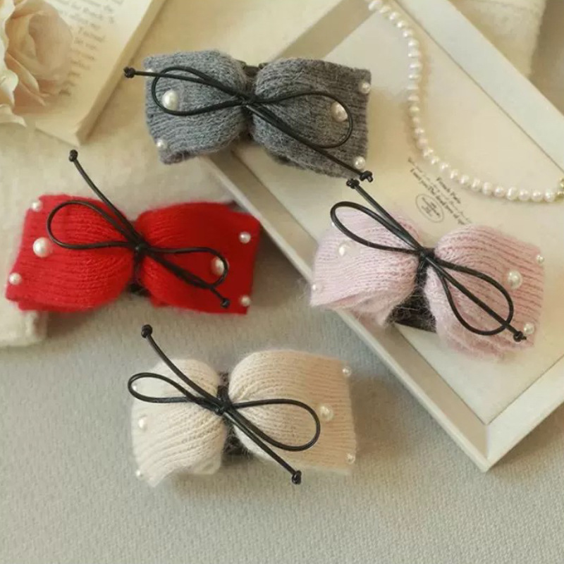 Autumn and winter woolen bow hair clip for women at the back of the head, 2024 new updo, shark clip clip, high-end hair accessory full figure