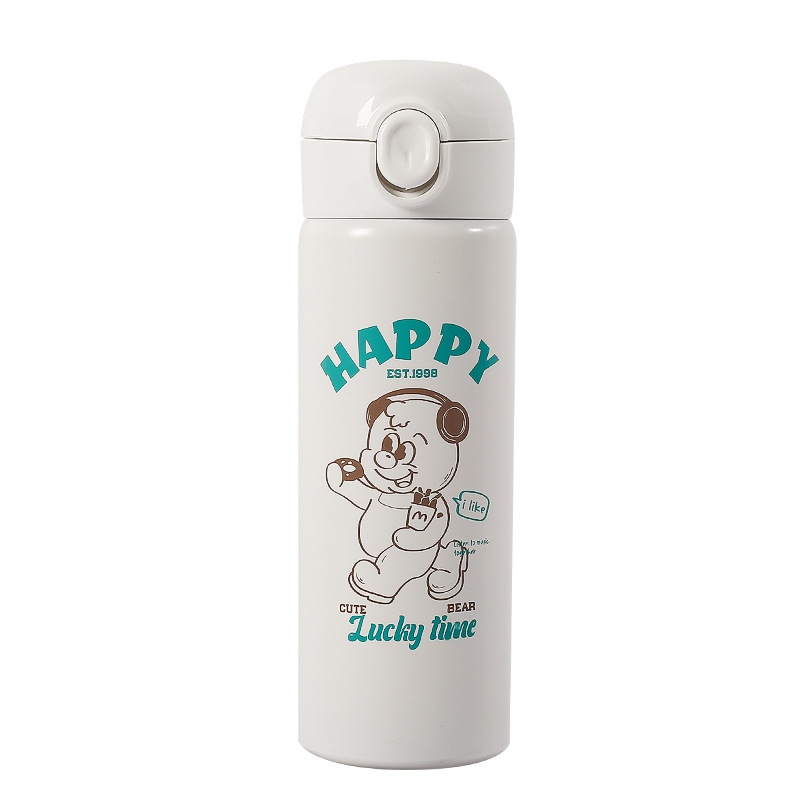 Wholesale of student high-appeal direct drinking value insulated cups, cartoon new pop-up lid water cups, portable stainless steel cups as gifts Item Picture