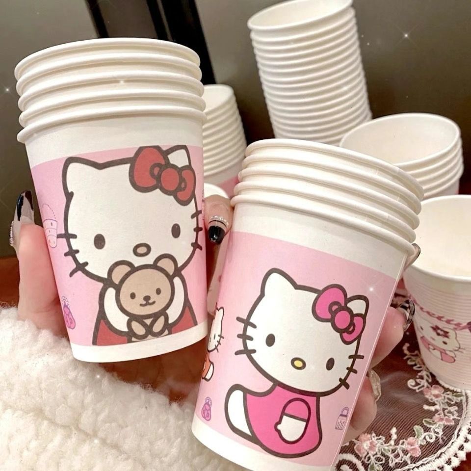 The same style cup as Xiaohongshu, KT cute festival paper cup, home thickened colored paper cartoon, disposable party full figure