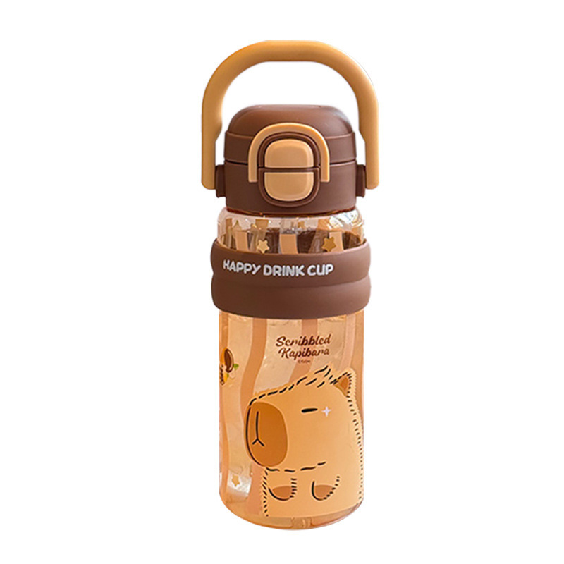Cartoon children's tritan water cup, cute animal double-drinking straw cup, large-capacity portable plastic cup for summer Item Picture