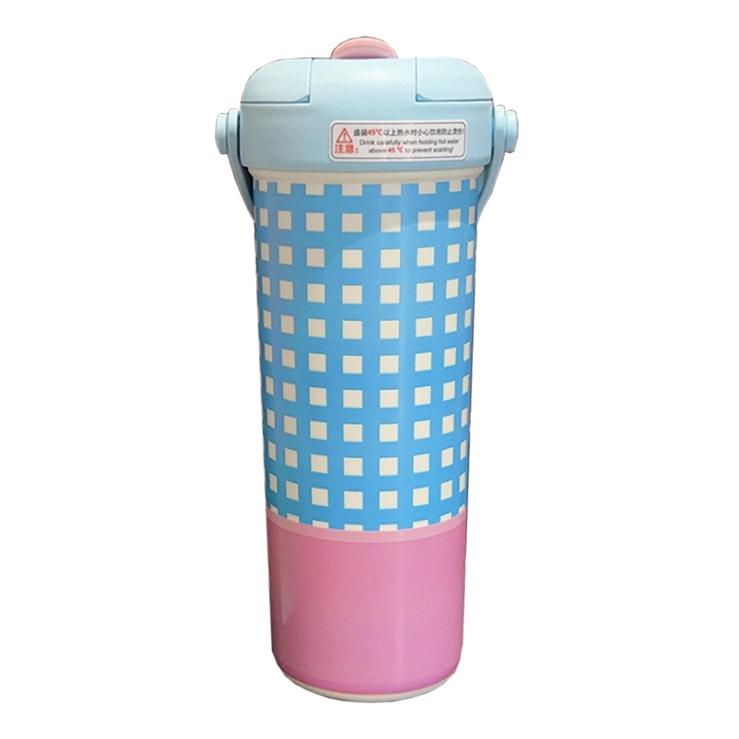 High appearance level tea brewing double drinking cup, checkered portable straw cup, teenage girl stainless steel cup gift Item Picture