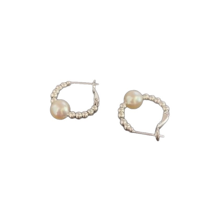 Light luxury pearl silver ring earrings, cold style, high-end elegance, ear rings and ear buckles, slimming face, wholesale earrings Item Picture