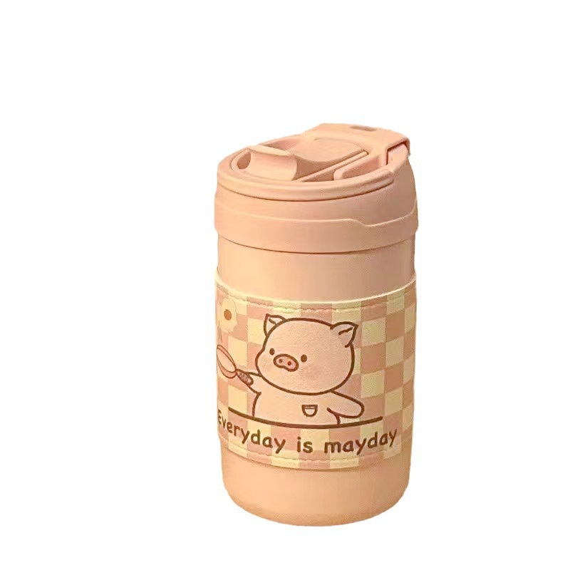 High-temperature resistant dog repair water cup, ins high appearance level, cartoon cute, food-grade plastic straw cup, large-capacity water cup Item Picture