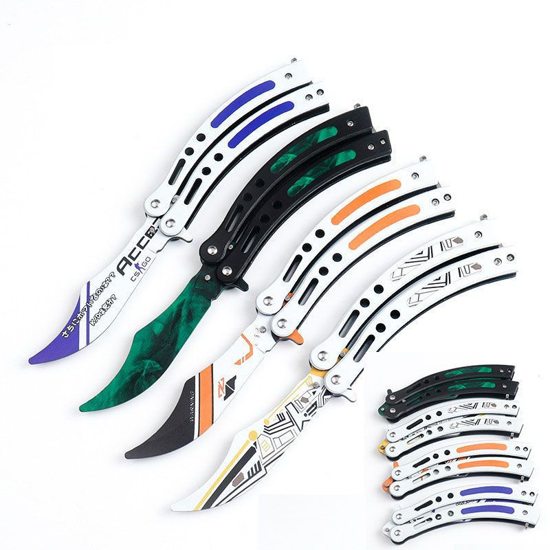 Butterfly Training Knife, the same folding knife as the outdoor version of CSGO game, is available in stock at the factory details Picture