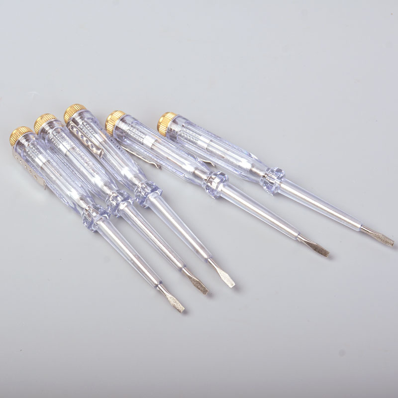 Transparent electric pen, transparent handle screwdriver type electric pen, single-use electric pen, 100-500v neon tube type electric pen details Picture