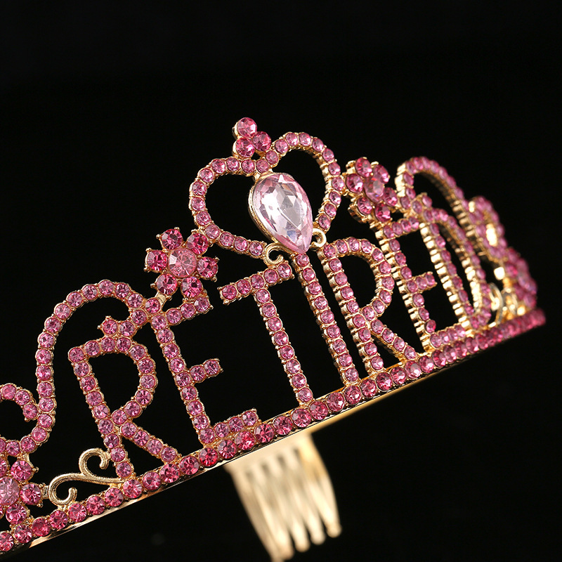 European and American graduation party crown shoulder strap set, RETIRED with diamonds, birthday party crown headwear Specification drawing