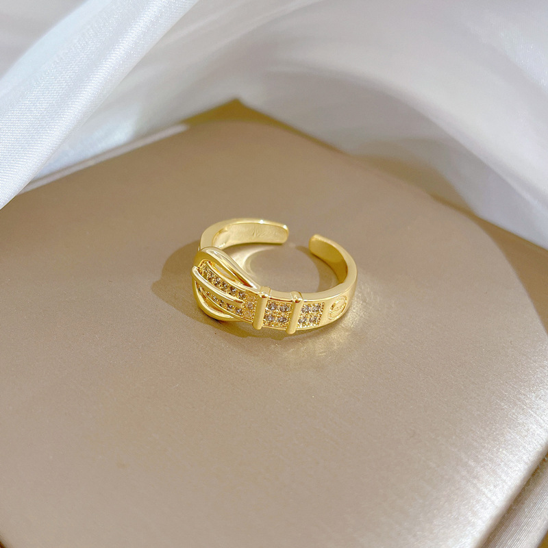 【 Real Gold 】 Super Flash Zircon ring with adjustable opening, simple Japanese-style bracelet, couple rings details Picture