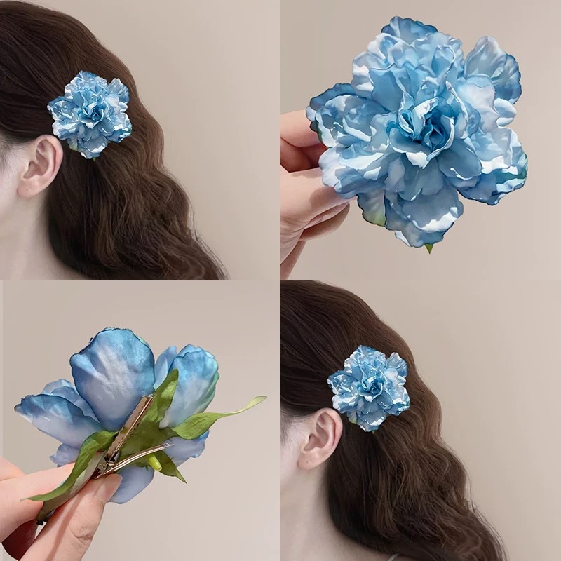 Flower ancient-style peony hair clips, atmosphere clips, retro bangs, side accessories, hair clips, photo headwear, hair accessories details Picture