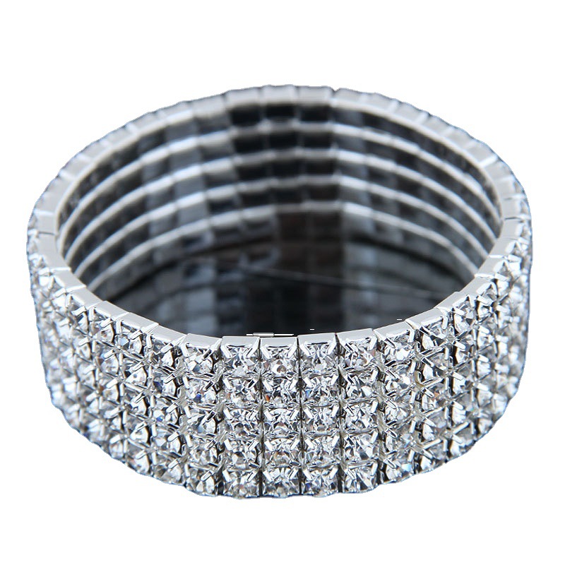 Bridal accessories: European and American claw chain, full diamond elastic bracelet, rectangular earrings, AliExpress bracelet wholesale N6040 Item Picture