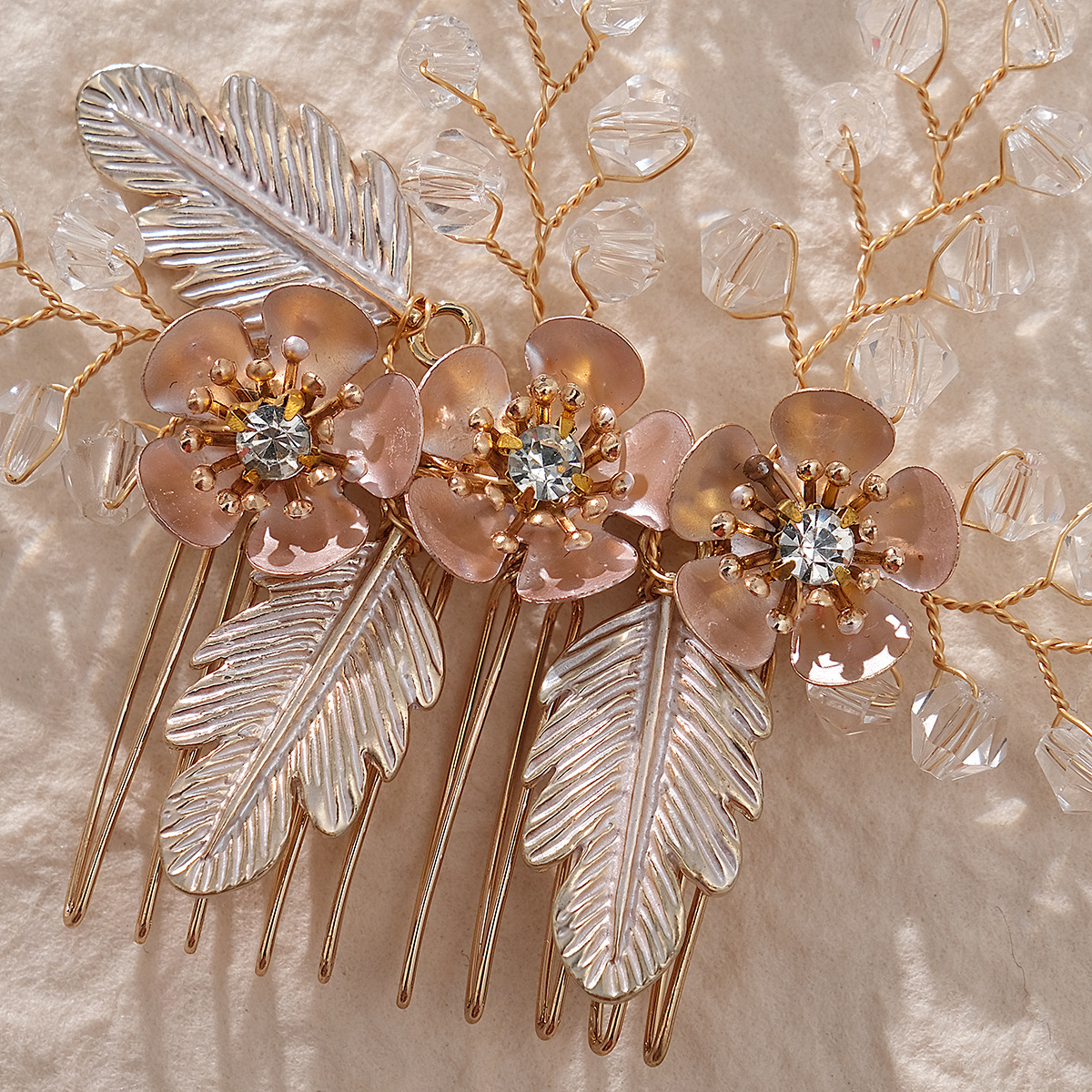 Bridal accessories: Hanfu, ancient-style updo, hairpin, cheongsam, hair accessory set, handcrafted crystal, floral hair comb, pearl pin comb Application Scenario
