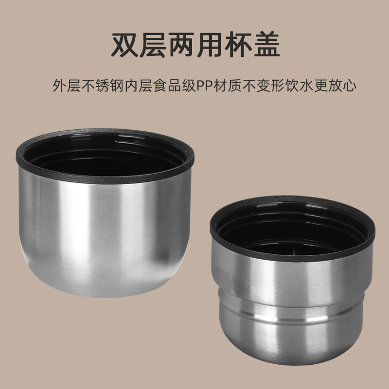 Stainless steel double-lid large-capacity bullet-shaped insulated cup, portable mountain climbing travel pot, outdoor vacuum sports water bottle Specification drawing