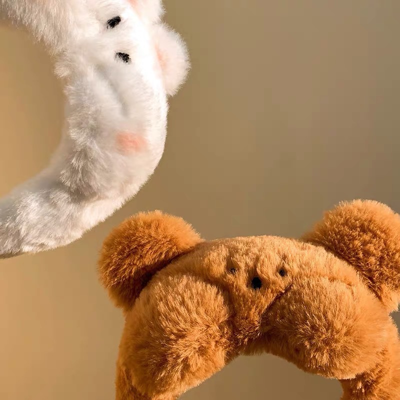 The same cute plush hairband as on Xiaohongshu for taking photos, washing your face and applying facial masks. The headband is a high head accessory for the bear and Rabbit couple Specification drawing