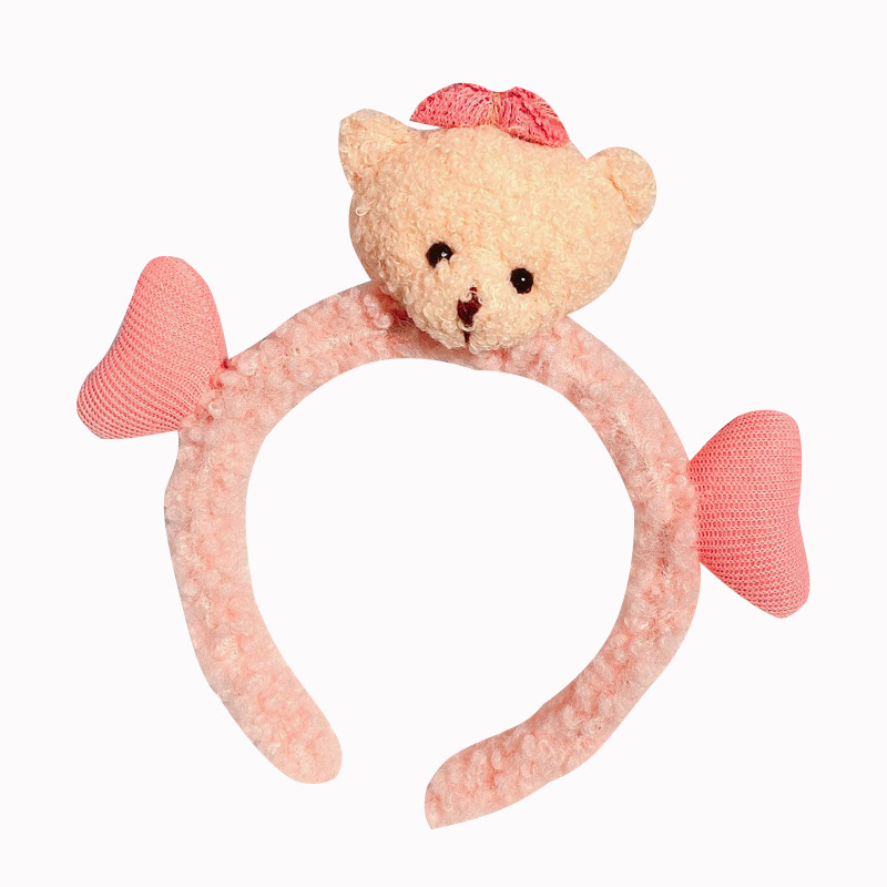 Heart-shaped little bear face wash hair band, girl lamb hair band, hair clip, hair tie, cute children's hair band, hair clip, Internet celebrity headwear Item Picture