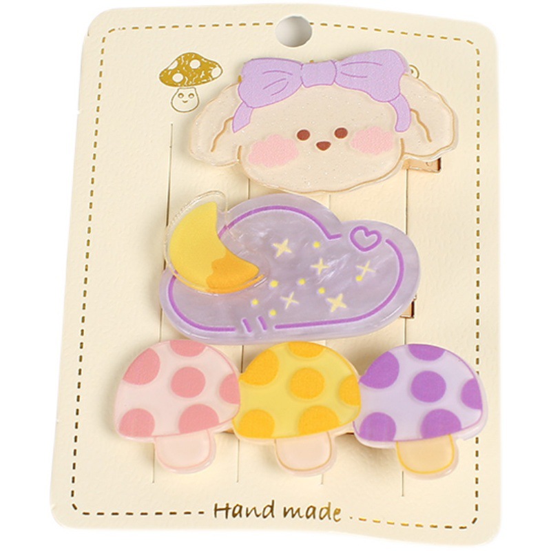 Cartoon three-piece set summer children's acrylic hair clips, super cute seamless bangs hair clips, girls' hair clips and hair accessories Item Picture