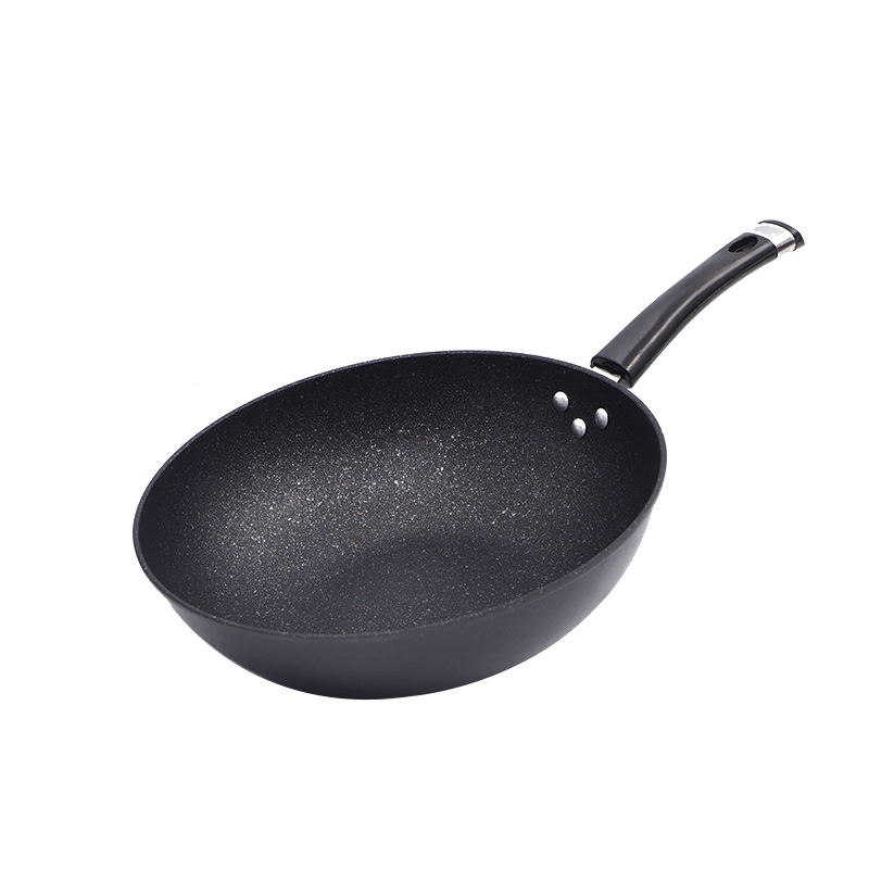 Ten-yuan store supply source: 19.9-yuan store in Yiwu, daily necessities, 32cm round bottom flat bottom non-stick wok, iron wok full figure
