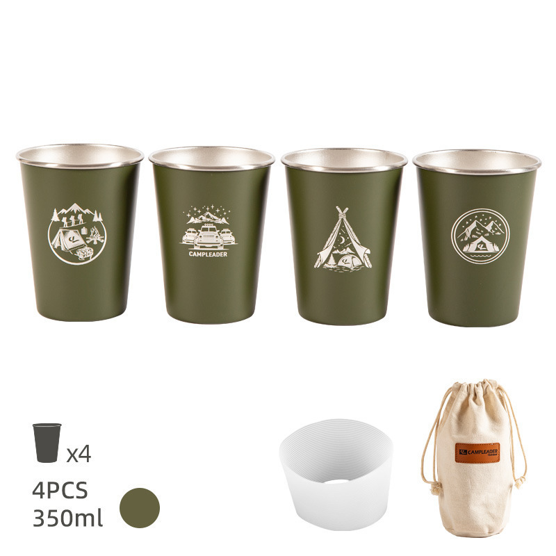 Amazon's best-selling outdoor 304 stainless steel cups, camping cups, coffee cups, camping stackable beer mugs, 4 pieces full figure