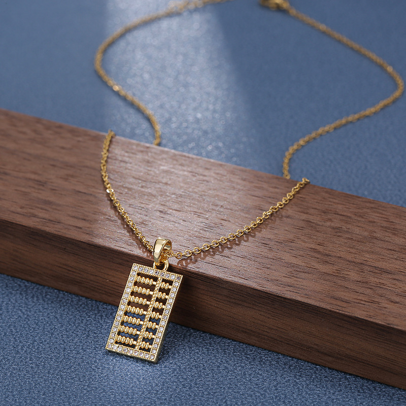A fashionable new micro-studded abacus pendant titanium steel necklace, a trendy and individualized luxury collarbone chain for women on Instagram Specification drawing