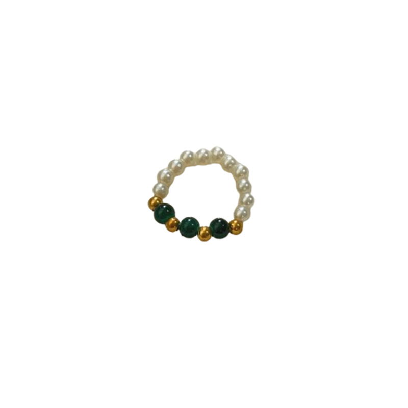 Colorful, simple and unique stacked food ring, a niche birthday stone beaded accessory, a new pearl ring for women in 2024 Item Picture