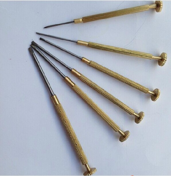 Screwdrivers, watch glasses screwdrivers, copper-handled small screwdrivers, stainless steel screwdrivers, watch glasses tools full figure