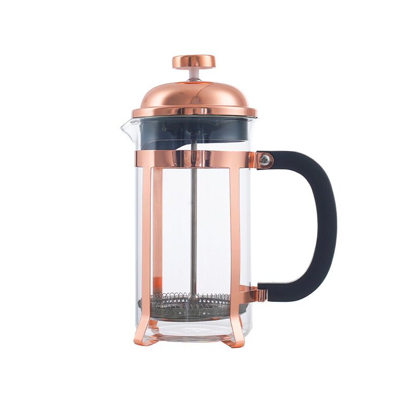 Electroplated press pot, antique Gao Penggui glass coffee pot, tea brewing utensils, household manufacturer wholesale American-style milk foam Item Picture