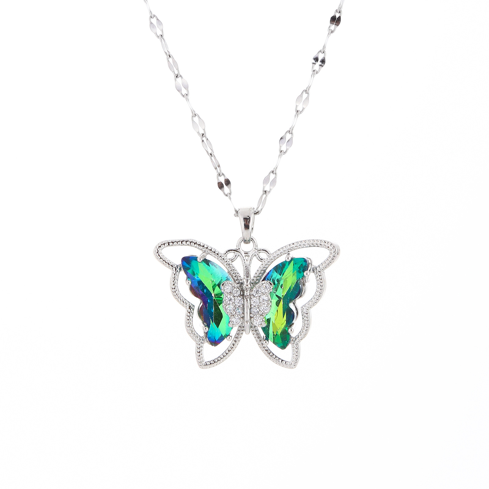 The Korean version Pearl Butterfly series titanium steel necklace exudes a sense of high-end women's sophistication, is a light luxury and versatile collarbone chain, and features a niche design Item Picture