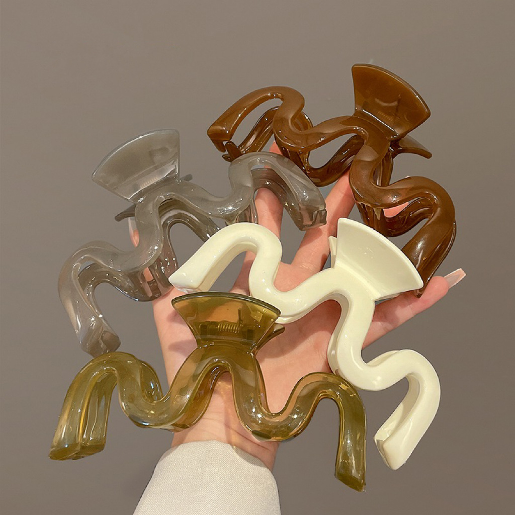 13CM wavy, extra-large, high-end style, women's hair clip, multiple clips, headwear, hair clip, back of the head, updo, shark clip Specification drawing