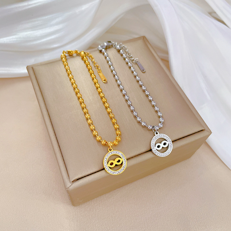 【 All-titanium Steel 】 Dongdaemun Personalized round Bead 8-shaped ring bracelet, a retro birthday gift for a female Internet celebrity and best friend Specification drawing