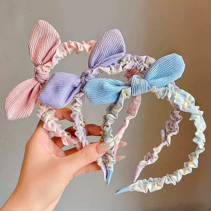 Spring and summer Korean children's fabric three-dimensional bow headband, sweet and cute flower headband, hair accessory and headband for little girls full figure