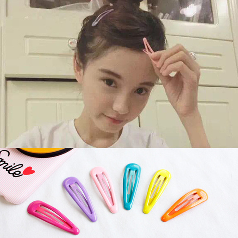 Korean sweet color oil drip bb clip, makeup forehead bangs, hairpin side without trace, broken hair clip, hair accessory water drop edge clip full figure