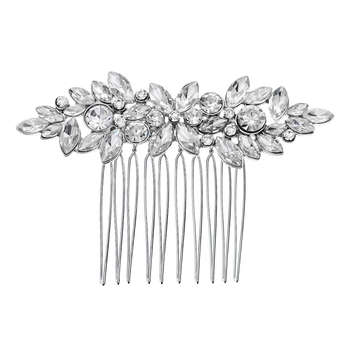 Water diamond hair comb, European and American white crystal headwear, bride's wedding banquet hair accessory, high-end alloy water diamond insert comb Item Picture