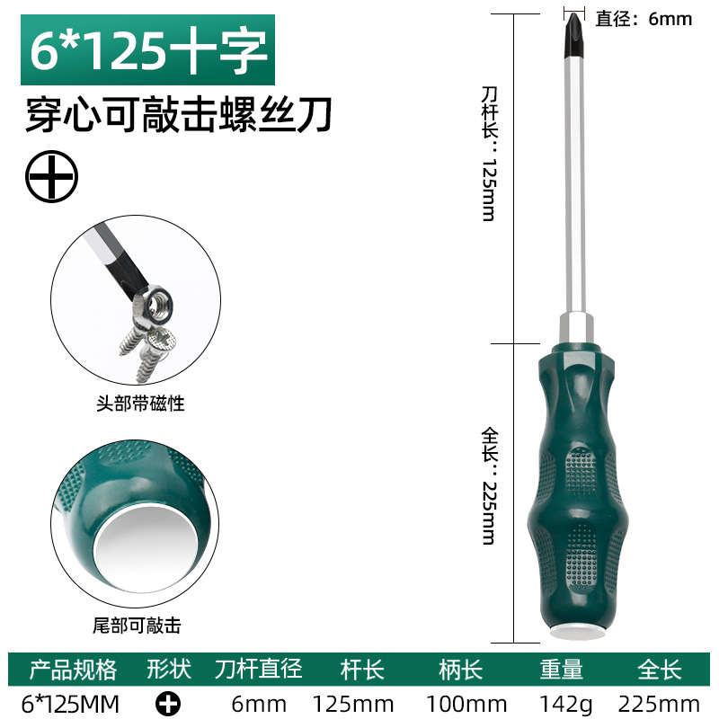 Industrial-grade through-hole screwdriver, through-hole screwdriver, impact can strike flat-mouthed plum blossom-shaped cross screwdrivers with magnetic force undefined