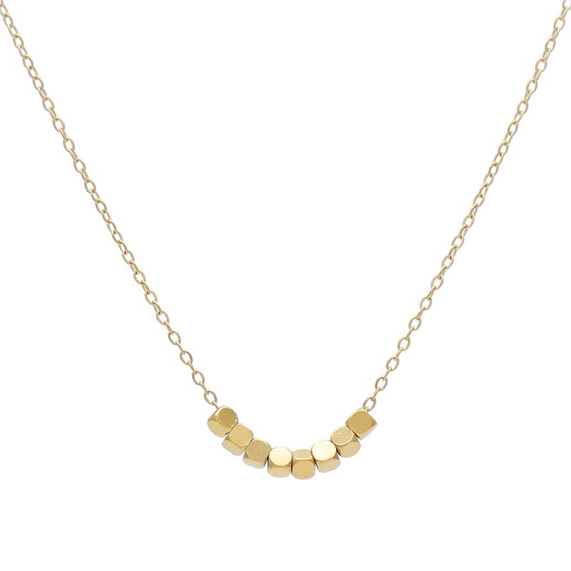 New light luxury ins niche design collarbone chain, titanium steel, non-fading, broken gold, small cube sugar necklace, sweater chain for women Item Picture