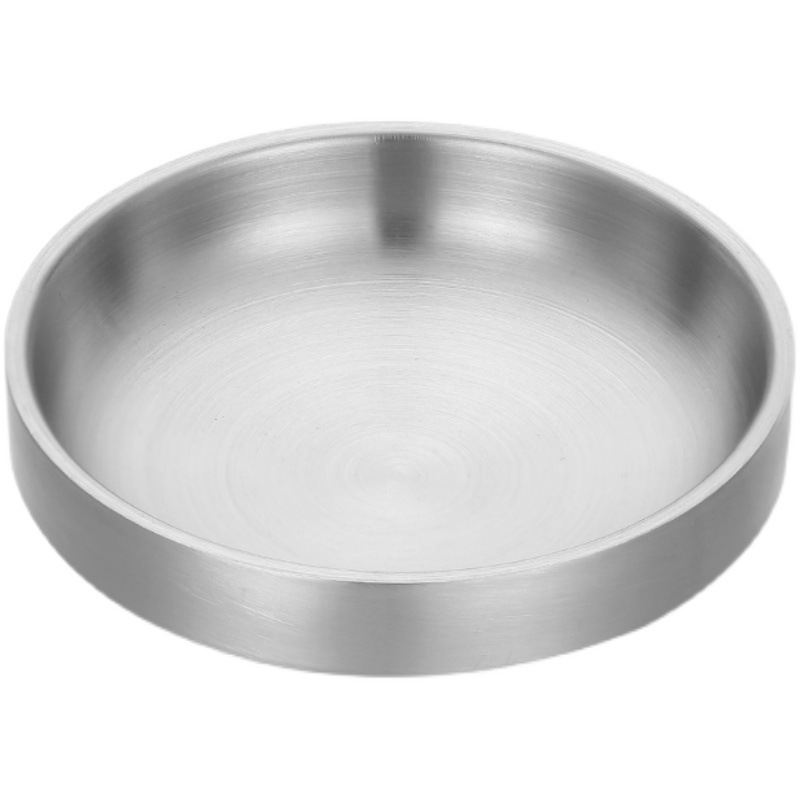 304 stainless steel Korean-style double-layer kimchi plate, thickened dinner plate, side dish plate, cold dish plate, commercial seasoning plate Item Picture
