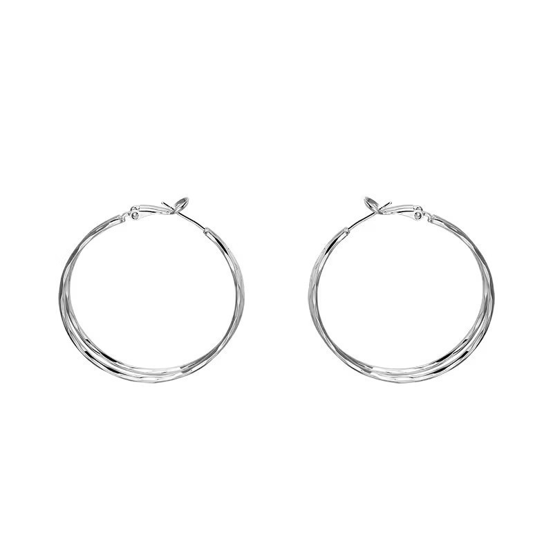 S925 Silver Needle Bestseller Exaggerated circle earrings, women's light luxury and high-end style, versatile and simple earrings wholesale Item Picture