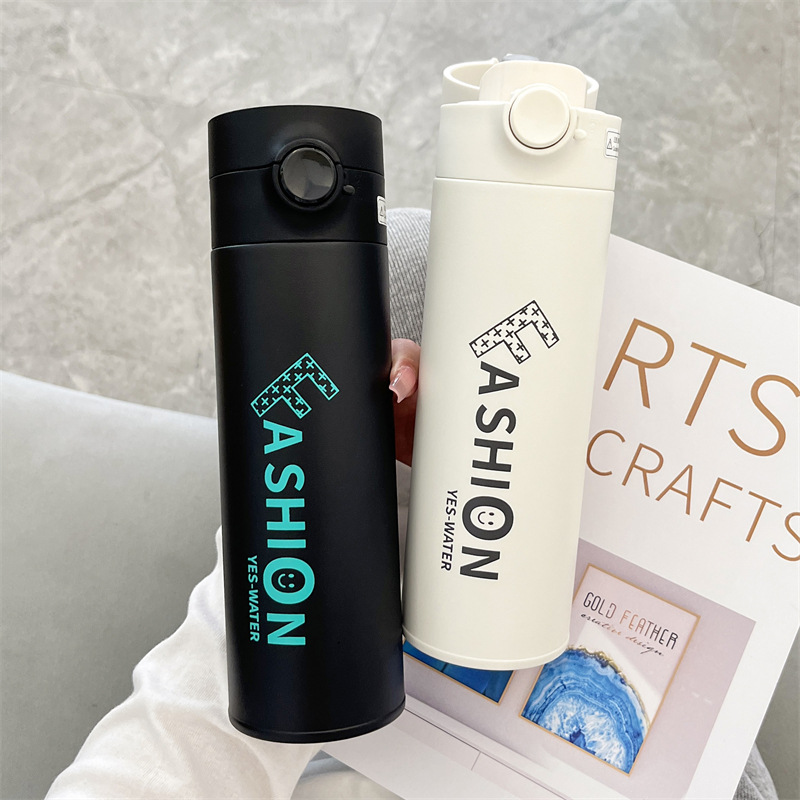 Original Korean letter printed couple insulated water cups with high appearance level, 304 stainless steel cups, wholesale event gifts full figure