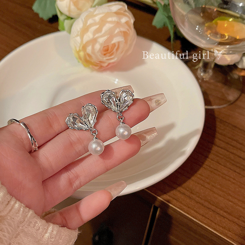 S925 Silver needle exquisite zirconium pearl stud earrings, versatile and high-end earrings for women, wholesale of internet-famous best-selling earrings full figure